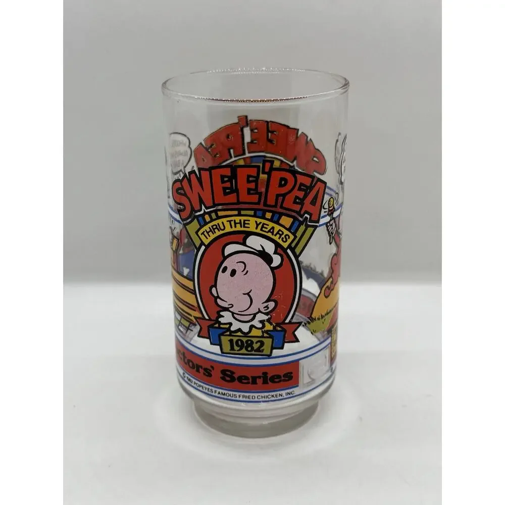 Vintage 1982 Popeye Brutus & Swee’Pea Thru the Years Glasses + Bonus Swee’Pea